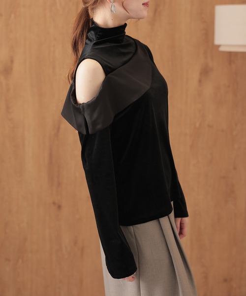 Lace Ladies(レースレディース)の「ハイネック ベロア フリル オープンショルダー トップス(その他トップス・レディース・ブラック・FREE)」の8枚目の写真
