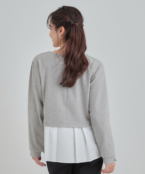 DRESKIP(ドレスキップ)の「【S-LL】気になる腰回りをカバー レイヤード風ドッキングトップス(Tシャツ/カットソー・レディース・ネイビー/ライトオレンジ系/グレー・01/02/03/04)」の5枚目の写真