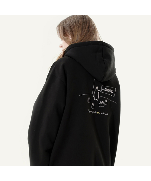 GAKKAI UNIONS(ガッカイユニオンズ)の「スピーチフードブラック(パーカー・レディース・その他・LARGE/MEDIUM)」の1枚目の写真