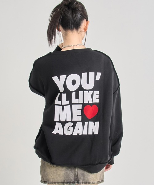 ANAP（アナップ）の「ANAPロゴ ハートポイント アウトシーム 裏起毛 スウェット プルオーバー 【 親子お揃い 】（スウェット・レディース・ライトグレー/ブラック・F）」の5枚目の写真