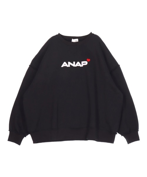 ANAP（アナップ）の「ANAPロゴ ハートポイント アウトシーム 裏起毛 スウェット プルオーバー 【 親子お揃い 】（スウェット・レディース・ライトグレー/ブラック・F）」の14枚目の写真