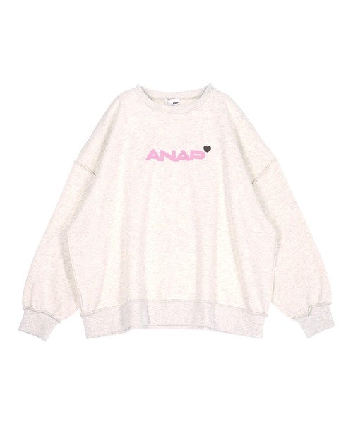ANAP（アナップ）の「ANAPロゴ ハートポイント アウトシーム 裏起毛 スウェット プルオーバー 【 親子お揃い 】（スウェット・レディース・ライトグレー/ブラック・F）」の15枚目の写真