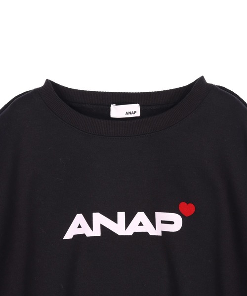 ANAP（アナップ）の「ANAPロゴ ハートポイント アウトシーム 裏起毛 スウェット プルオーバー 【 親子お揃い 】（スウェット・レディース・ライトグレー/ブラック・F）」の17枚目の写真