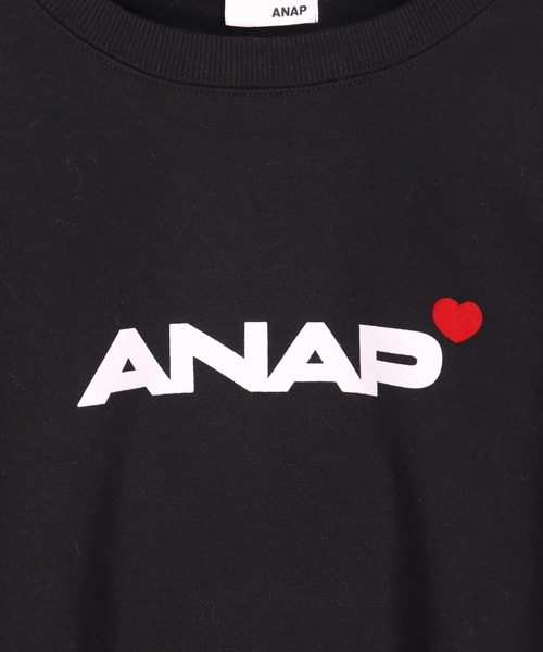 ANAP（アナップ）の「ANAPロゴ ハートポイント アウトシーム 裏起毛 スウェット プルオーバー 【 親子お揃い 】（スウェット・レディース・ライトグレー/ブラック・F）」の18枚目の写真