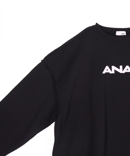 ANAP（アナップ）の「ANAPロゴ ハートポイント アウトシーム 裏起毛 スウェット プルオーバー 【 親子お揃い 】（スウェット・レディース・ライトグレー/ブラック・F）」の19枚目の写真