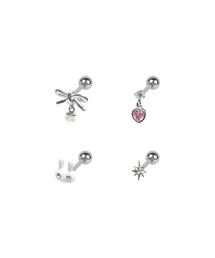 [SET] ウサギハートリボンドロップピアス