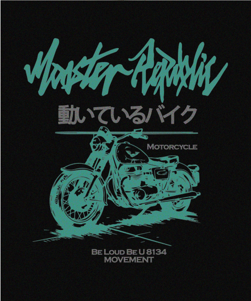 MONSTER REPUBLIC(モンスターリパブリック)の「モーターサイクルビンテージグリーンTシャツブラック_8134(Tシャツ/カットソー・レディース・その他・LARGE/X-LARGE/SMALL/MEDIUM)」の8枚目の写真