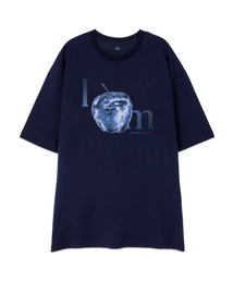 [オーバーサイズ]アップル13番手綿ラウンドネック半袖Tシャツ_ネイビー