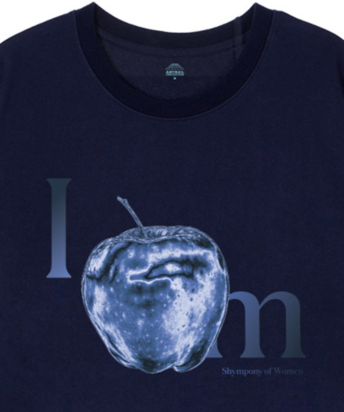 ASTRAL PROJECTION（アストラルプロジェクション）の「[オーバーサイズ]アップル13番手綿ラウンドネック半袖Tシャツ_ネイビー（Tシャツ/カットソー・メンズ・その他・MEDIUM/X-LARGE/XX-LARGE/LARGE）」の3枚目の写真