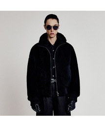 LMOOD（エルムード）の「スキッパーキー シアリングフードジャケット ブラック（ムートンコート）」