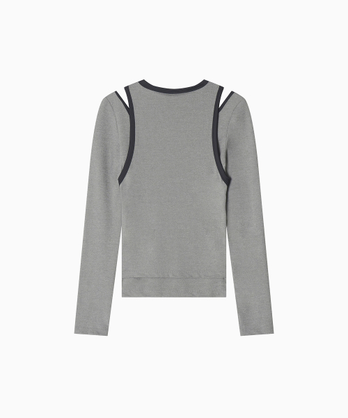 MENASOO（ミナス）の「Stretch Layered T Shirt_Gray（Tシャツ/カットソー・レディース・ライトグレー・SMALL/MEDIUM）」の13枚目の写真