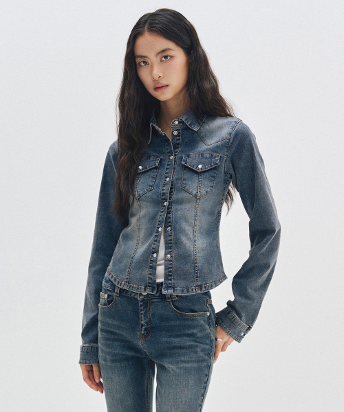 DECET WOMEN(デケット ウーマン)の「Western Slim Denim Shirts DCWSH003BLUE(シャツ/ブラウス・レディース・その他・SMALL/MEDIUM/LARGE)」の1枚目の写真