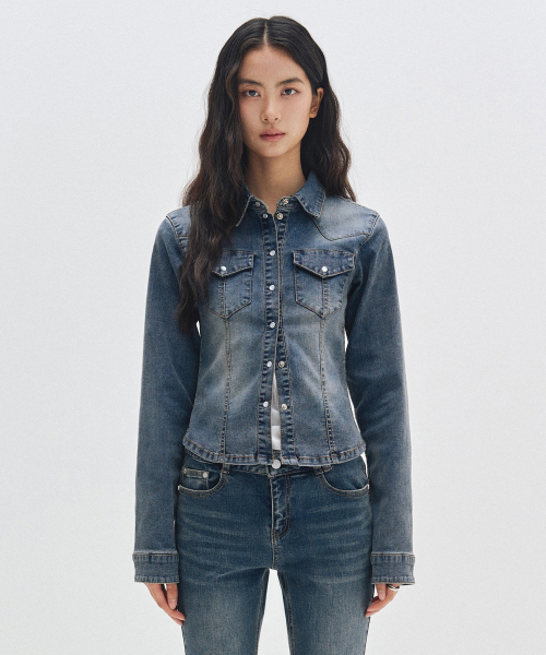 DECET WOMEN(デケット ウーマン)の「Western Slim Denim Shirts DCWSH003BLUE(シャツ/ブラウス・レディース・その他・SMALL/MEDIUM/LARGE)」の2枚目の写真