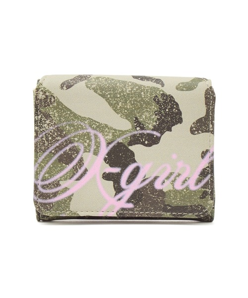 X-girl(エックスガール)の「SPRAY SCRIPT LOGO MINI WALLET(財布・レディース・ブラック/カモフラージュ/ピンク・ONE SIZE)」の3枚目の写真