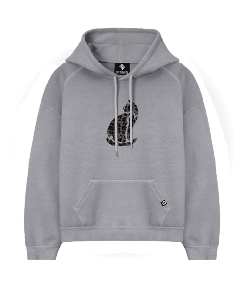 EV Leopard Cat Pigment Fleece Hoodie (Gray)