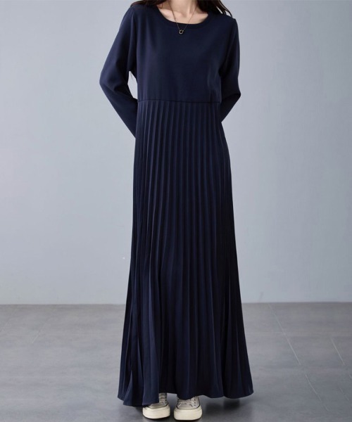 セール】プリーツ切替マキシ丈ワンピース（ワンピース）｜ONEP STAR