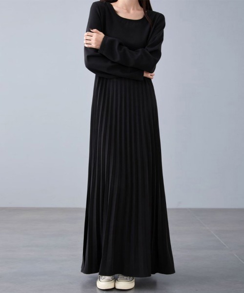 セール】プリーツ切替マキシ丈ワンピース（ワンピース）｜ONEP STAR