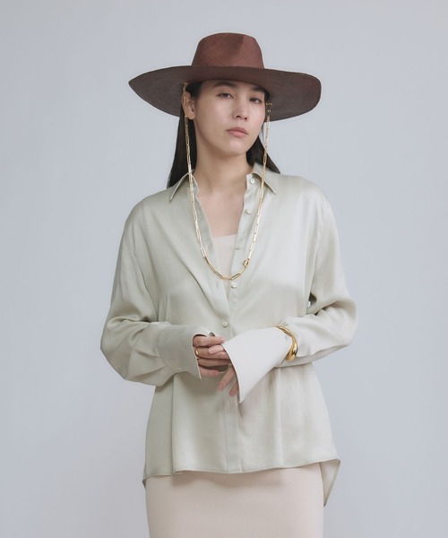 Chaos（カオス）の「Chaos(カオス)/ リュシールブラウス　【セットアップ可】（シャツ/ブラウス・レディース・ライトベージュ/グレー・FREE）」の17枚目の写真