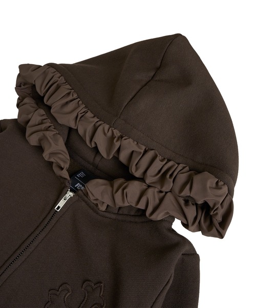 GROVE フリル付きブラウンフーディ F 日本限定】FRILL CROSS HOODIE / フリルクロスフーディ（パーカー
