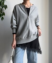 DouDou | ジョーゼットアシメレース切替ブラウス(シャツ/ブラウス)