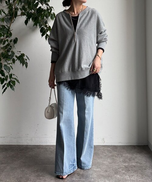 DouDou(ドゥドゥ)の「ジョーゼットアシメレース切替ブラウス(シャツ/ブラウス・レディース・ブラック/オフホワイト・FREE)」の18枚目の写真