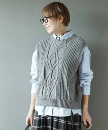 THREE FIFTY STANDARD（スリーフィフティースタンダード）の「ＴＨＲＥＥ　ＦＩＦＴＹ　ＳＴＡＮＤＡＲＤ　金子敦子さんと作った日本製のリサイクル素材をつかったニットベスト〈杢グレー〉（ベスト）」