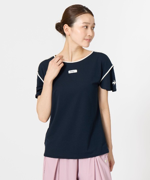 le coq sportif（ルコックスポルティフ）の「【le coq sportif/ルコック】レディース 袖フレア シアークルーネック半袖Tシャツ（吸汗速乾/ストレッチ/Body Line Protection）（Tシャツ/カットソー・レディース・ネイビー/ホワイト/ブルー・L/M）」の3枚目の写真