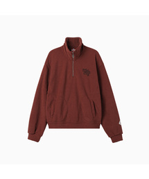 Terry Fleece Sweatshirt Half Zip Up_Red
