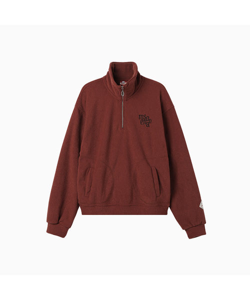 Terry Fleece Sweatshirt Half Zip Up_Red