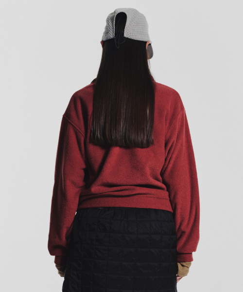 MENASOO(ミナス)の「Terry Fleece Sweatshirt Half Zip Up_Red(スウェット・レディース・レッド・1/2)」の3枚目の写真