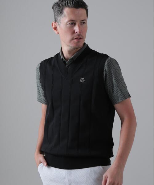 St ANDREWS(セントアンドリュース)の「14G天竺×ケーブル Vネックニットベスト (MENS)(ニット/セーター・メンズ・グレー/ホワイト/ブラック・L/LL/M)」の2枚目の写真