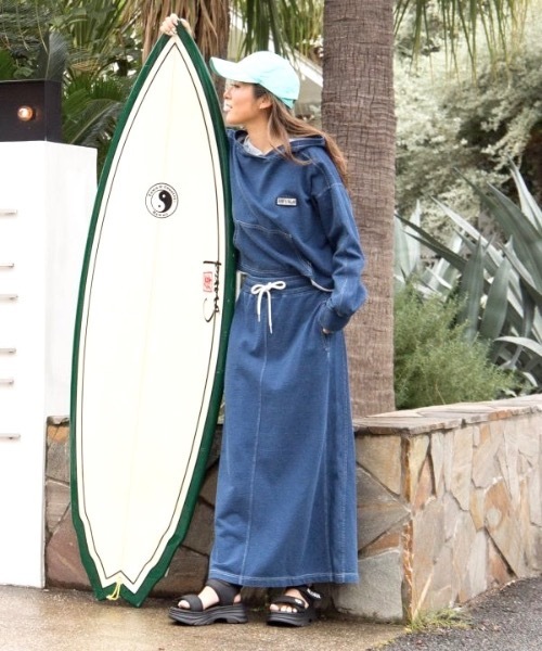 Kahiko(カヒコ)の「【Kahiko】SURF&Palms ショアスカート(スカート・レディース・ネイビー/ライトブルー/グレー・FREE)」の5枚目の写真