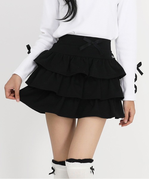 PINKHUNT(ピンクハント)の「PINKHUNT 3段フリルスカート 1319K (トップス別売り)(スカート・キッズ・ブラック/ホワイト・120cm/130cm/140cm/150cm/160cm)」の2枚目の写真