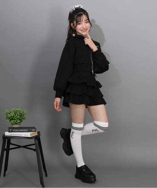 PINKHUNT(ピンクハント)の「PINKHUNT 3段フリルスカート 1319K (トップス別売り)(スカート・キッズ・ブラック/ホワイト・120cm/130cm/140cm/150cm/160cm)」の14枚目の写真