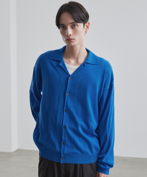LUENNA(ルエナ)の「【LUENNA】Basic Open-Collar Shirt Cardigan / ベーシックオープンカラーシャツカーディガン(カーディガン/ボレロ・メンズ・ブラック/ブルー・L/M/S)」の2枚目の写真