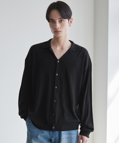 LUENNA(ルエナ)の「【LUENNA】Basic Open-Collar Shirt Cardigan / ベーシックオープンカラーシャツカーディガン(カーディガン/ボレロ・メンズ・ブラック/ブルー・L/M/S)」の16枚目の写真