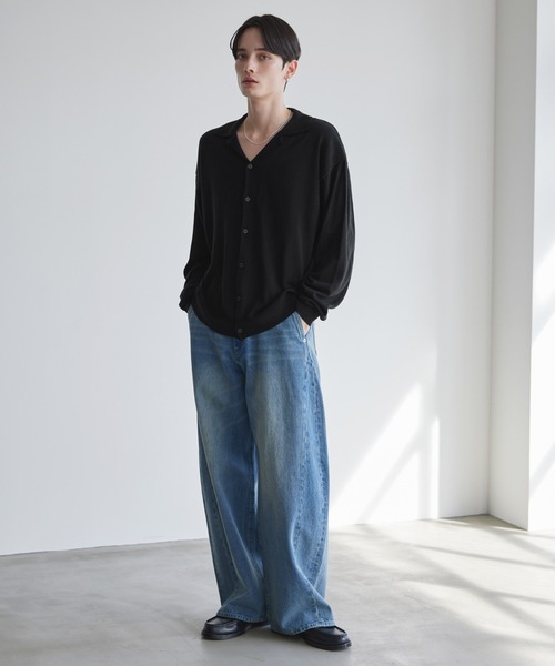 LUENNA(ルエナ)の「【LUENNA】Basic Open-Collar Shirt Cardigan / ベーシックオープンカラーシャツカーディガン(カーディガン/ボレロ・メンズ・ブラック/ブルー・L/M/S)」の17枚目の写真