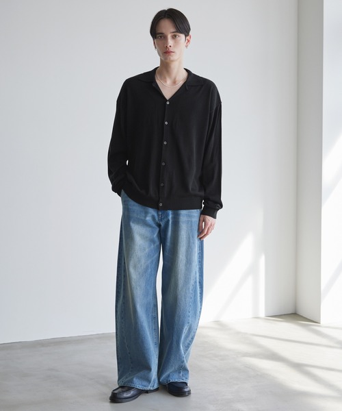 LUENNA(ルエナ)の「【LUENNA】Basic Open-Collar Shirt Cardigan / ベーシックオープンカラーシャツカーディガン(カーディガン/ボレロ・メンズ・ブラック/ブルー・L/M/S)」の19枚目の写真