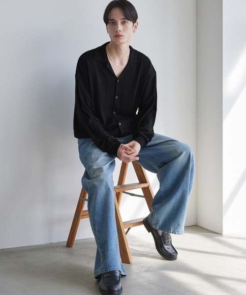 LUENNA(ルエナ)の「【LUENNA】Basic Open-Collar Shirt Cardigan / ベーシックオープンカラーシャツカーディガン(カーディガン/ボレロ・メンズ・ブラック/ブルー・L/M/S)」の20枚目の写真