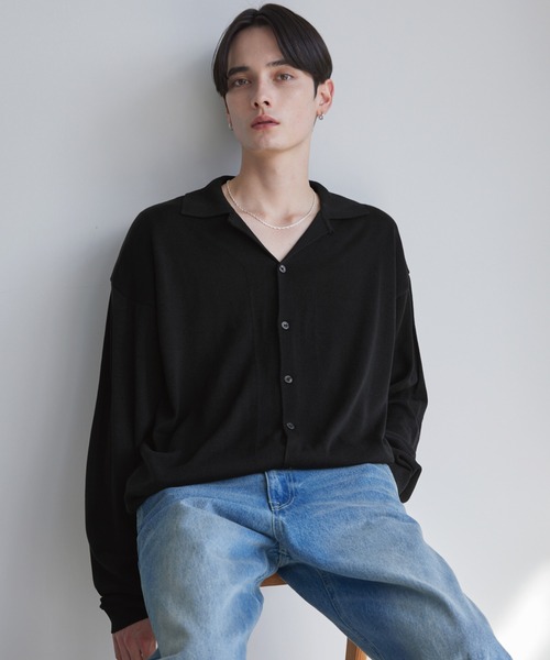 LUENNA(ルエナ)の「【LUENNA】Basic Open-Collar Shirt Cardigan / ベーシックオープンカラーシャツカーディガン(カーディガン/ボレロ・メンズ・ブラック/ブルー・L/M/S)」の21枚目の写真