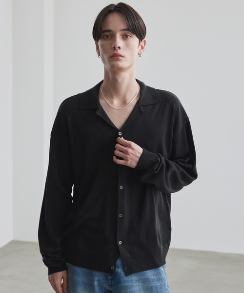 LUENNA(ルエナ)の「【LUENNA】Basic Open-Collar Shirt Cardigan / ベーシックオープンカラーシャツカーディガン(カーディガン/ボレロ・メンズ・ブラック/ブルー・L/M/S)」の22枚目の写真