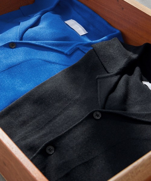 LUENNA(ルエナ)の「【LUENNA】Basic Open-Collar Shirt Cardigan / ベーシックオープンカラーシャツカーディガン(カーディガン/ボレロ・メンズ・ブラック/ブルー・L/M/S)」の4枚目の写真