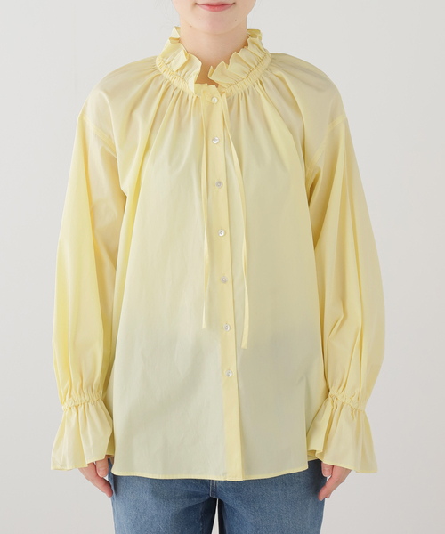 SLOBE IENA（スローブイエナ）の「《追加》タイプライターフリルブラウス（シャツ/ブラウス・レディース・ホワイト/グリーン/ブルー/ベージュ/イエロー・FREE）」の5枚目の写真