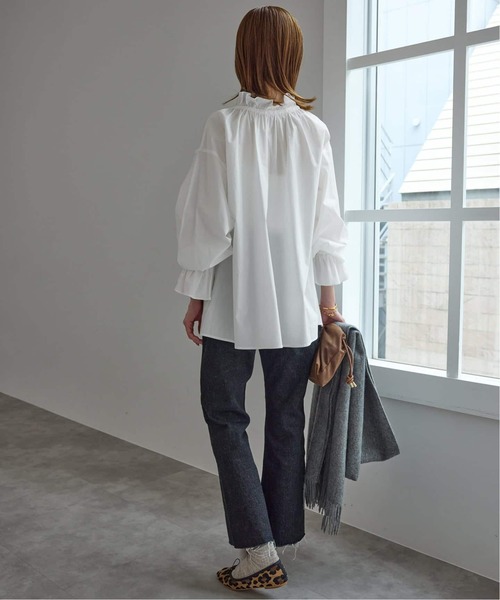 SLOBE IENA（スローブイエナ）の「《追加》タイプライターフリルブラウス（シャツ/ブラウス・レディース・ホワイト/グリーン/ブルー/ベージュ/イエロー・FREE）」の9枚目の写真