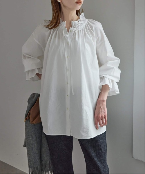 SLOBE IENA（スローブイエナ）の「《追加》タイプライターフリルブラウス（シャツ/ブラウス・レディース・ホワイト/グリーン/ブルー/ベージュ/イエロー・FREE）」の10枚目の写真