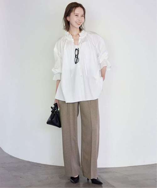 SLOBE IENA（スローブイエナ）の「《追加》タイプライターフリルブラウス（シャツ/ブラウス・レディース・ホワイト/グリーン/ブルー/ベージュ/イエロー・FREE）」の12枚目の写真