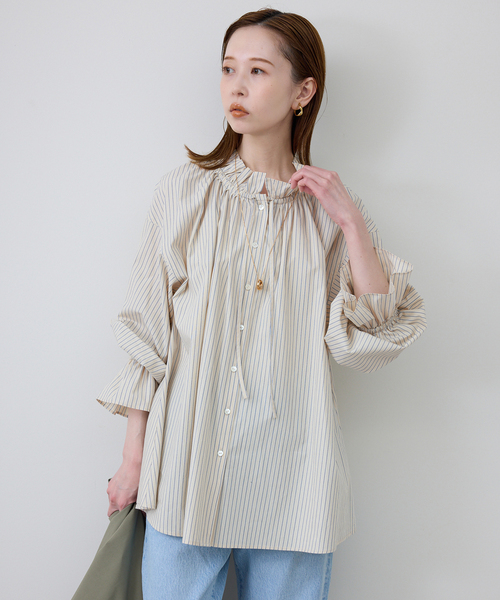 SLOBE IENA（スローブイエナ）の「《追加》タイプライターフリルブラウス（シャツ/ブラウス・レディース・ホワイト/グリーン/ブルー/ベージュ/イエロー・FREE）」の22枚目の写真