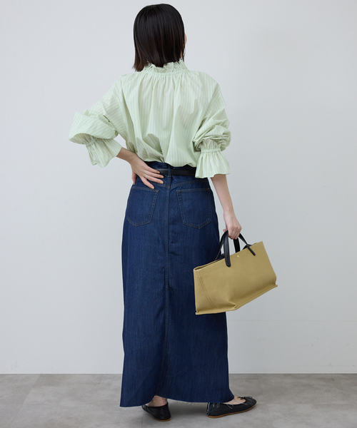 SLOBE IENA（スローブイエナ）の「《追加》タイプライターフリルブラウス（シャツ/ブラウス・レディース・ホワイト/グリーン/ブルー/ベージュ・FREE）」の5枚目の写真