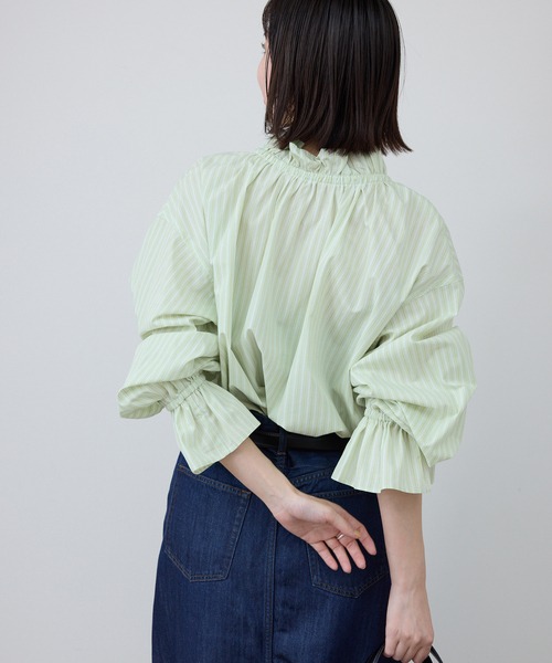 SLOBE IENA（スローブイエナ）の「《追加》タイプライターフリルブラウス（シャツ/ブラウス・レディース・ホワイト/グリーン/ブルー/ベージュ・FREE）」の8枚目の写真