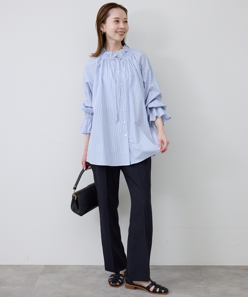 SLOBE IENA（スローブイエナ）の「《追加》タイプライターフリルブラウス（シャツ/ブラウス・レディース・ホワイト/グリーン/ブルー/ベージュ・FREE）」の9枚目の写真